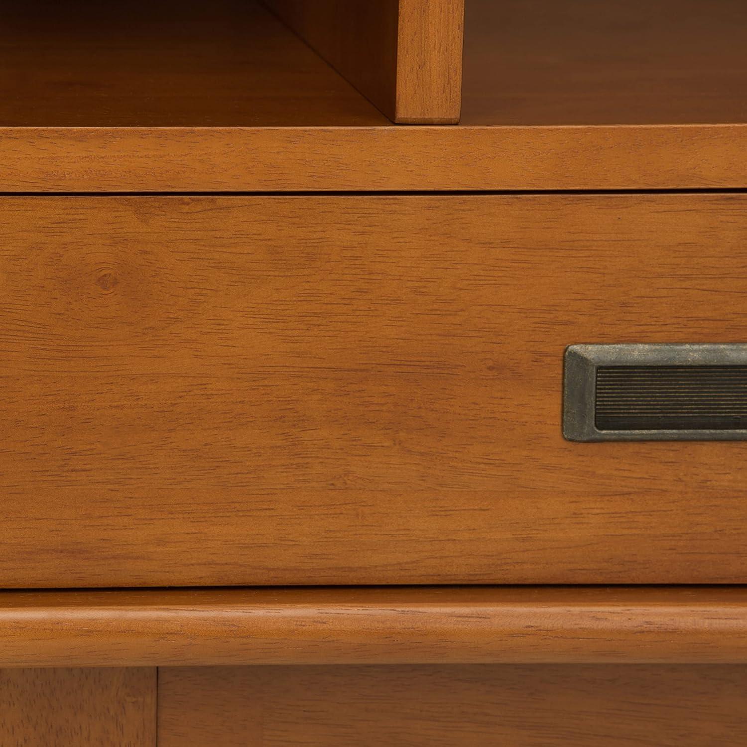 Simpli Home Draper 22"W Solid Hardwood 6 Shelf Compartment Mid-Century Modern Bookcase with Drawer