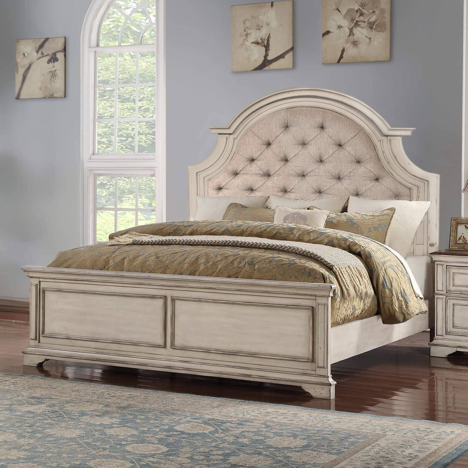 New Classic Furniture Anastasia Traditional Wood King Bed in Ant White