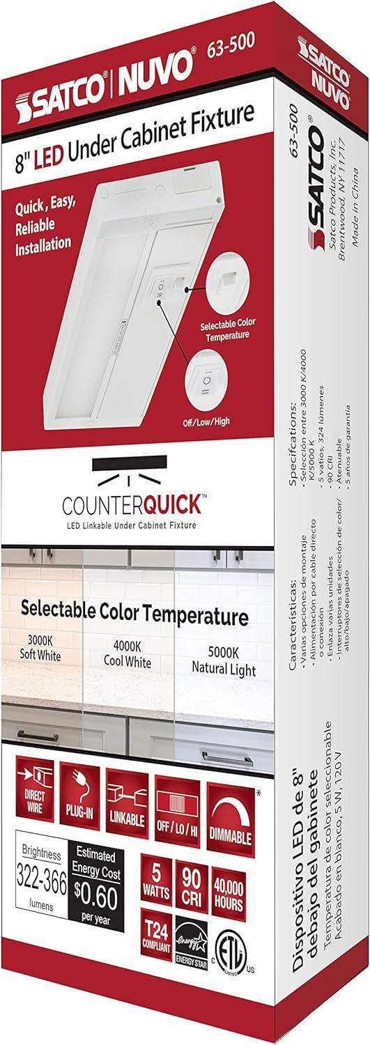 LED 8" Under Cabinet Light Bar CCT Selectable 3000K/4000K/5000K