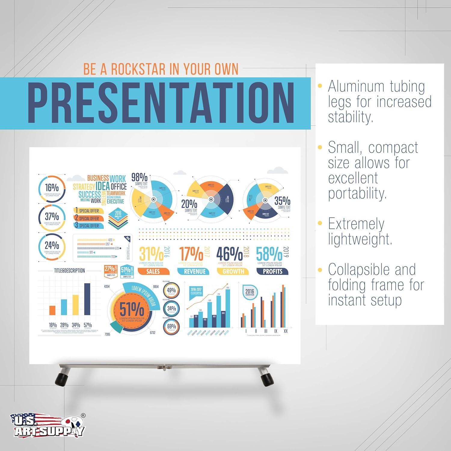 U.S. Art Supply 15" High Aluminum Tabletop Display Easel, Portable Artist Tripod Stand (Pack of 10) Hold Paintings Books