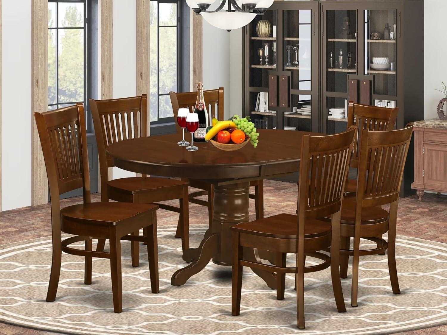 East West Furniture Kenley 7-piece Wood Dining Table and Chair Set in Espresso