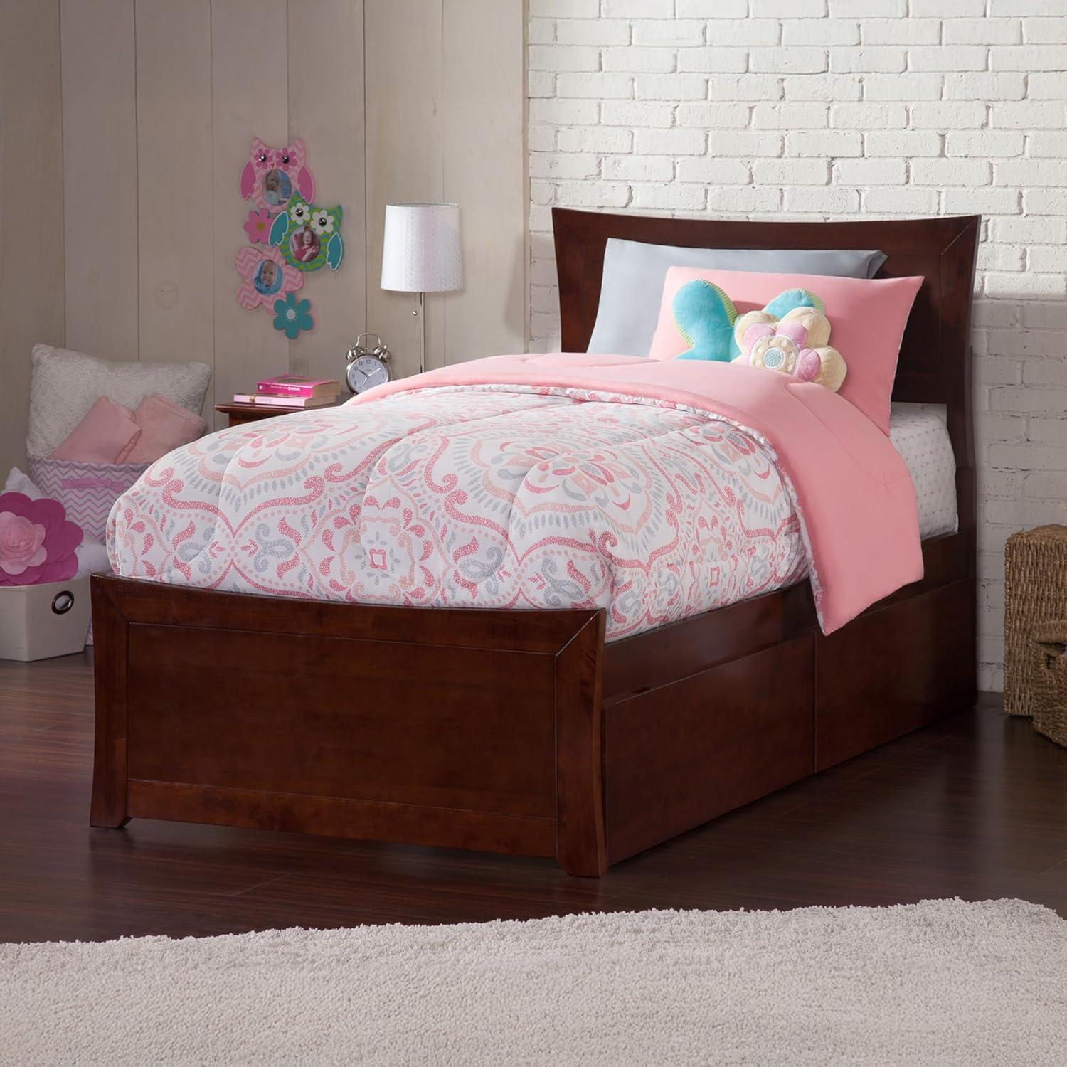 AR9012114 Metro Platform Bed with 2 Urban Bed Drawers, Twin XL, Walnut