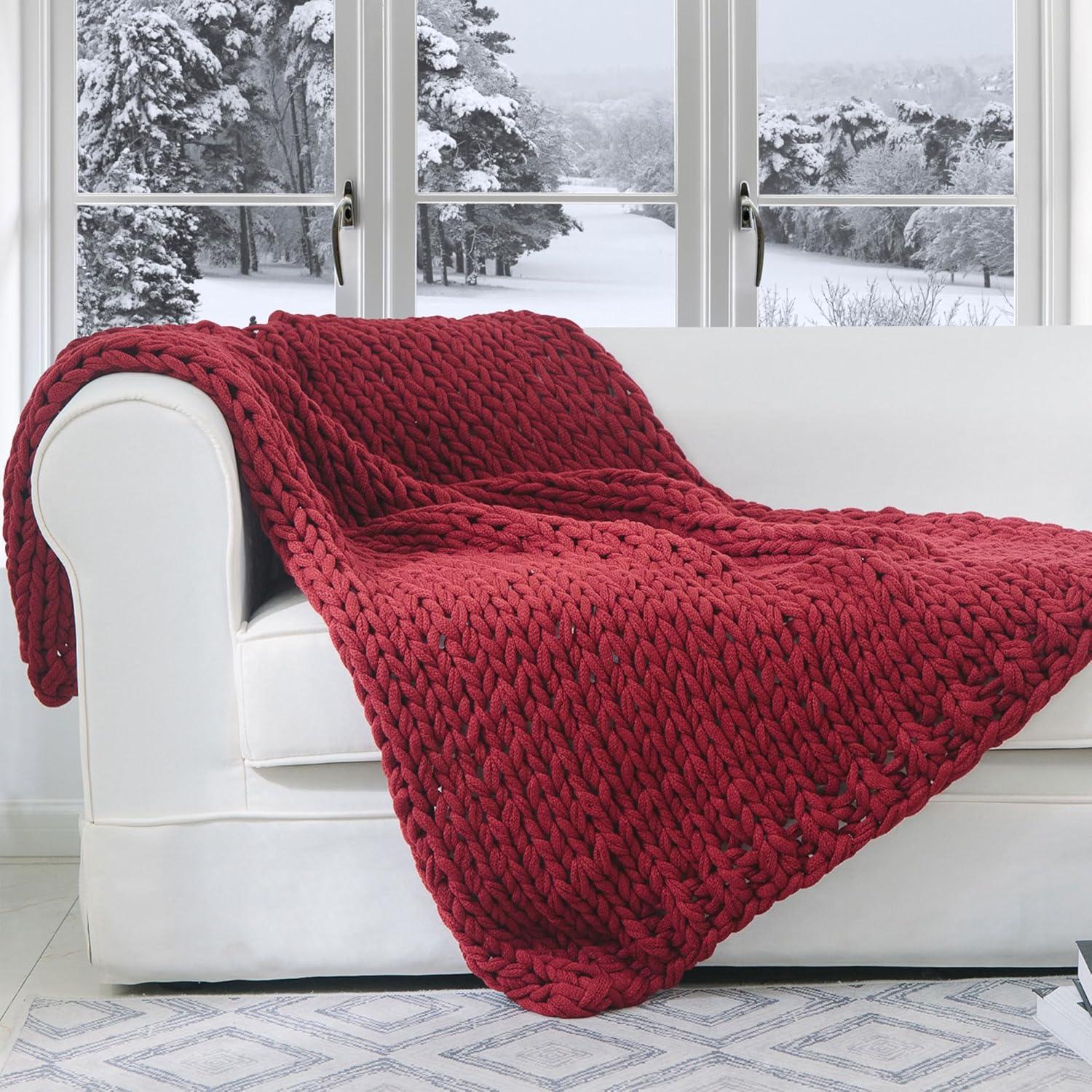 Cheer Collection Chunky Cable Knit Throw Blanket - 50" x 60"