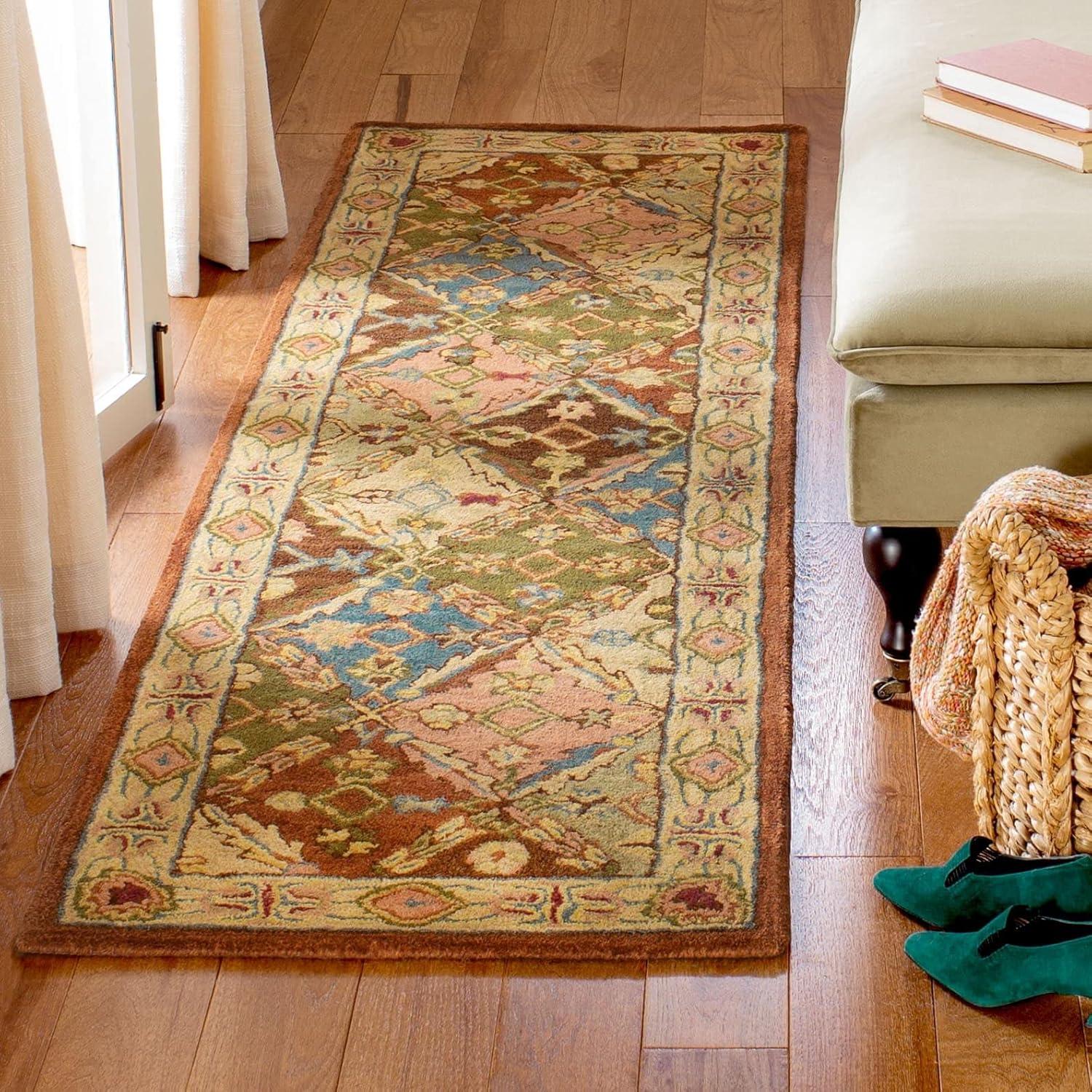 Hand-Tufted Traditional Red Wool 9' x 12' Rectangular Rug