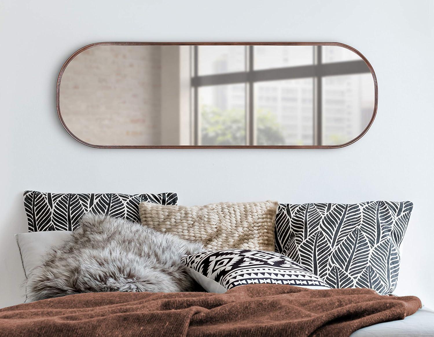 Kate and Laurel Caskill Modern Framed Capsule Mirror, 16 x 48, Bronze, Decorative Oval Accent Mirror for Wall