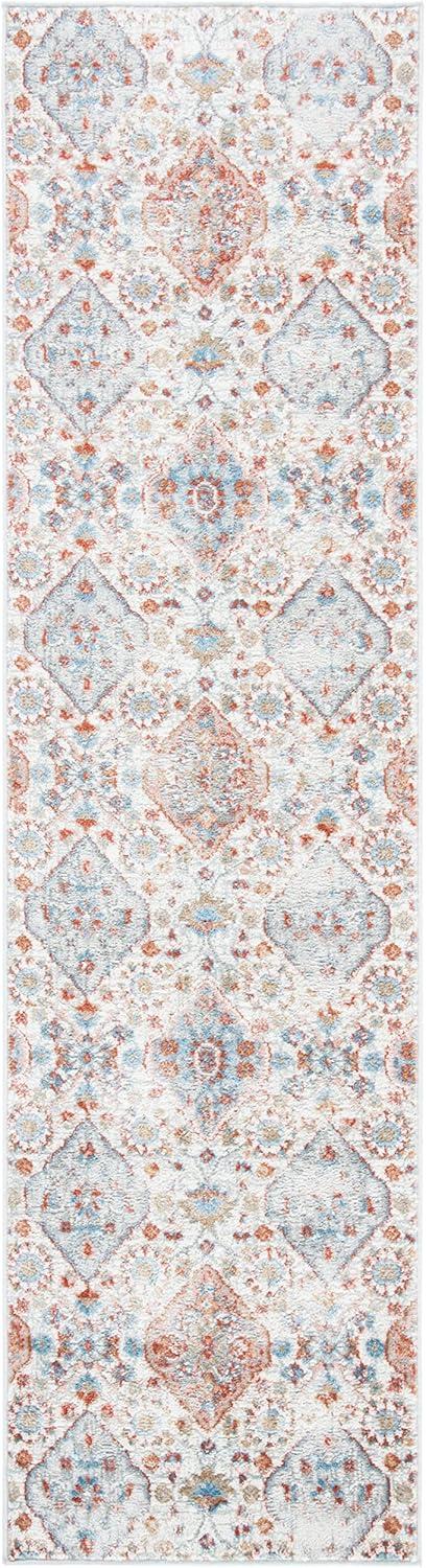 Ivory and Rust Hand-Knotted Synthetic Runner Rug