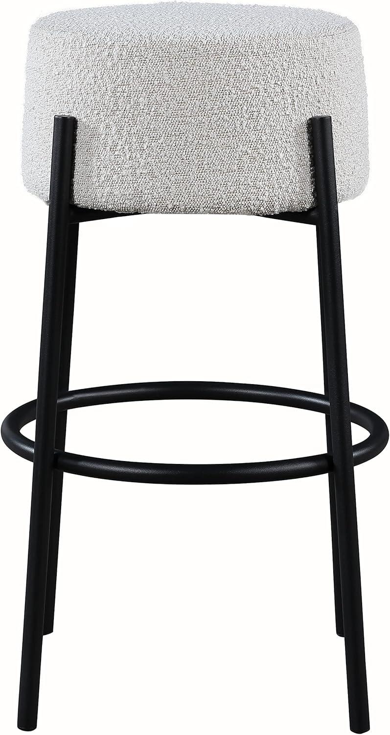 Meridian Furniture Avalon Grey Boucle Fabric Bar Stool