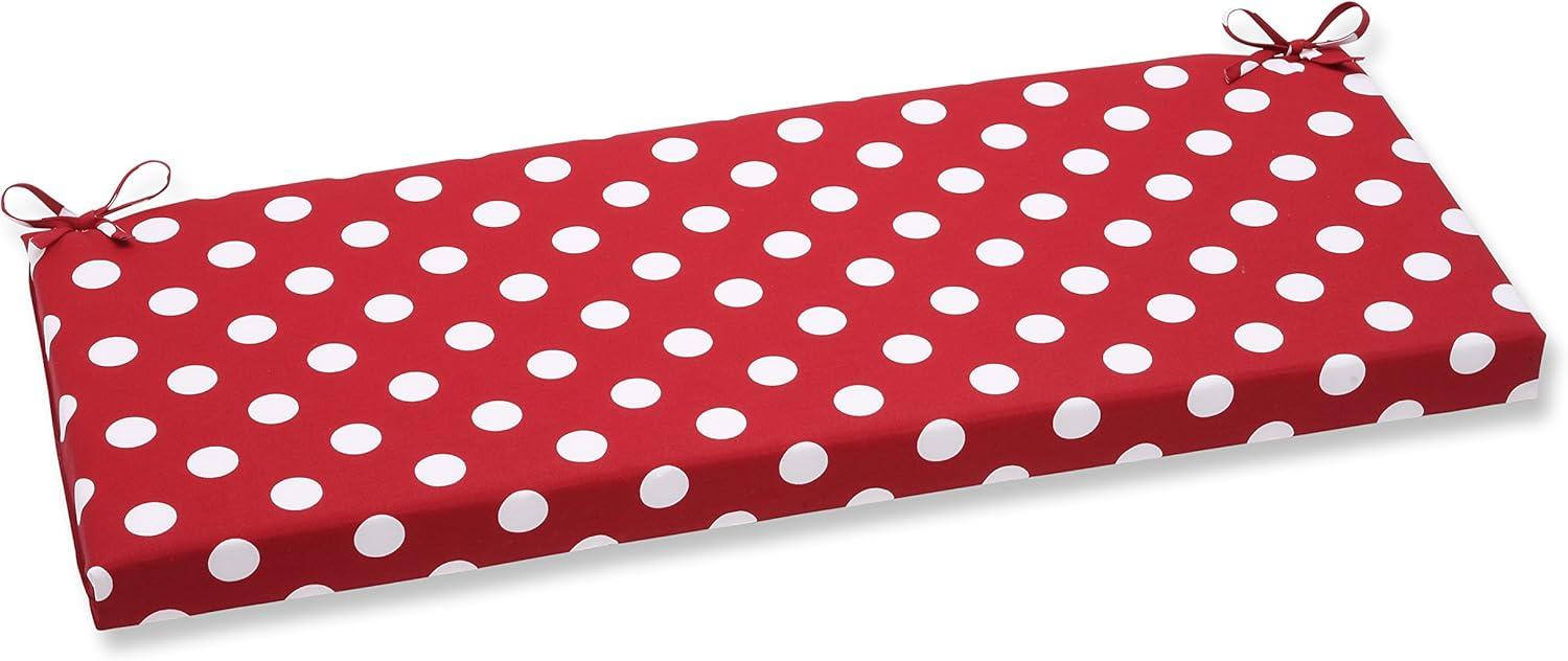 Cushy Polka Dot Red and White Outdoor Bench Cushion 46"