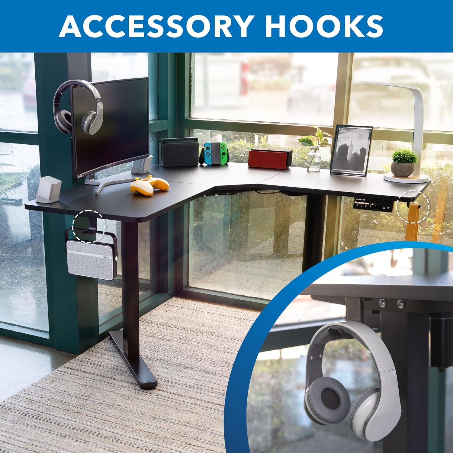 Mount-It! Electric Height Adjustable Desk for Corners, Automatic Standing Desk with Smooth Ergonomic Height Adjustment from 28.3" to 47.2"