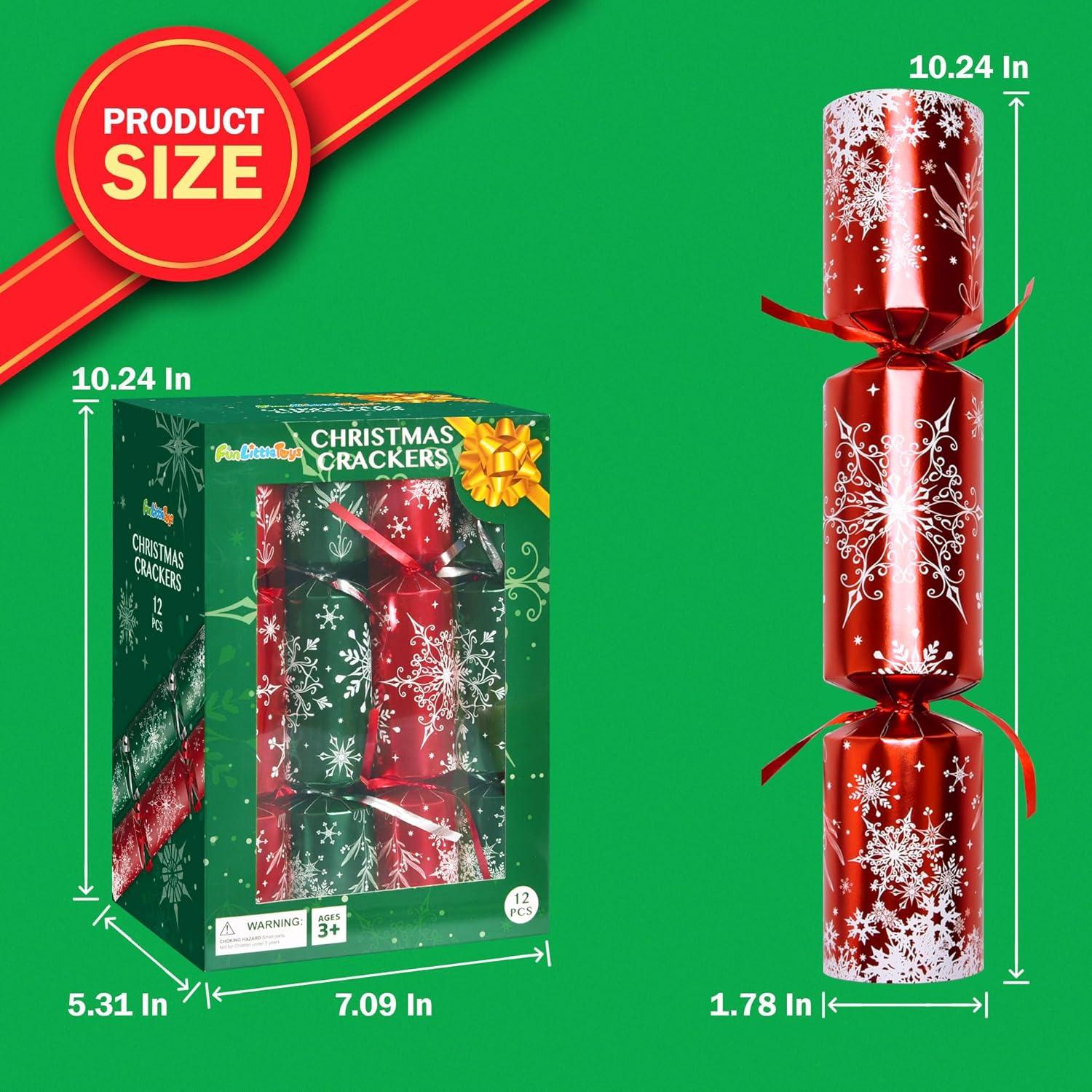 Fun Little Toys 12 PCS Christmas Cracker red and green snow flake