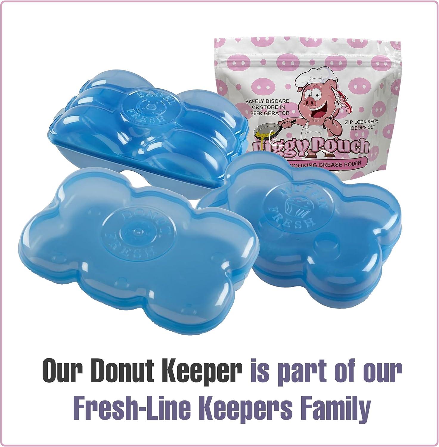 Donut Fresh Donut Storage Containers with Lids, Airtight, Reusable, Holds 6, Freezer and Microwave Safe