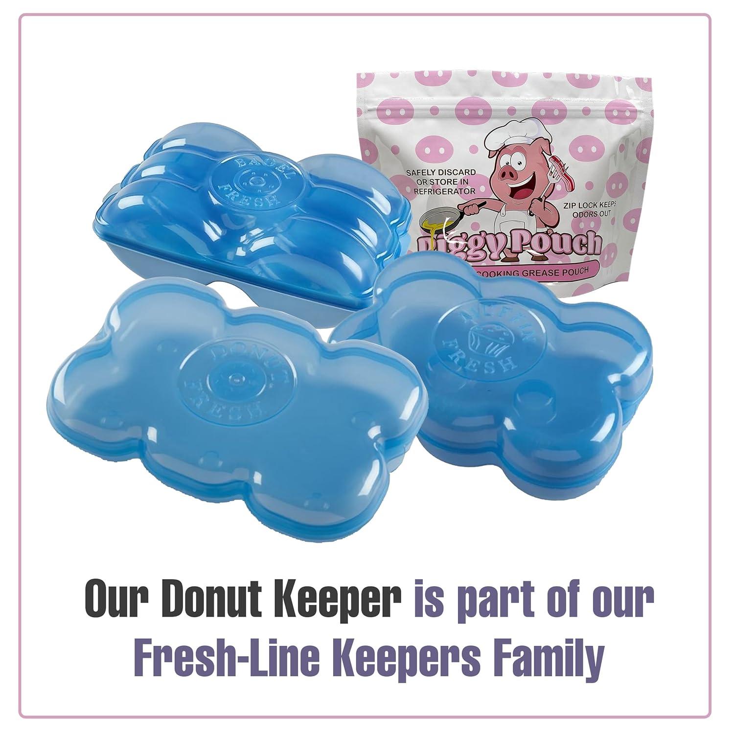 Donut Fresh Donut Storage Containers with Lids, Airtight, Reusable, Holds 6, Freezer and Microwave Safe