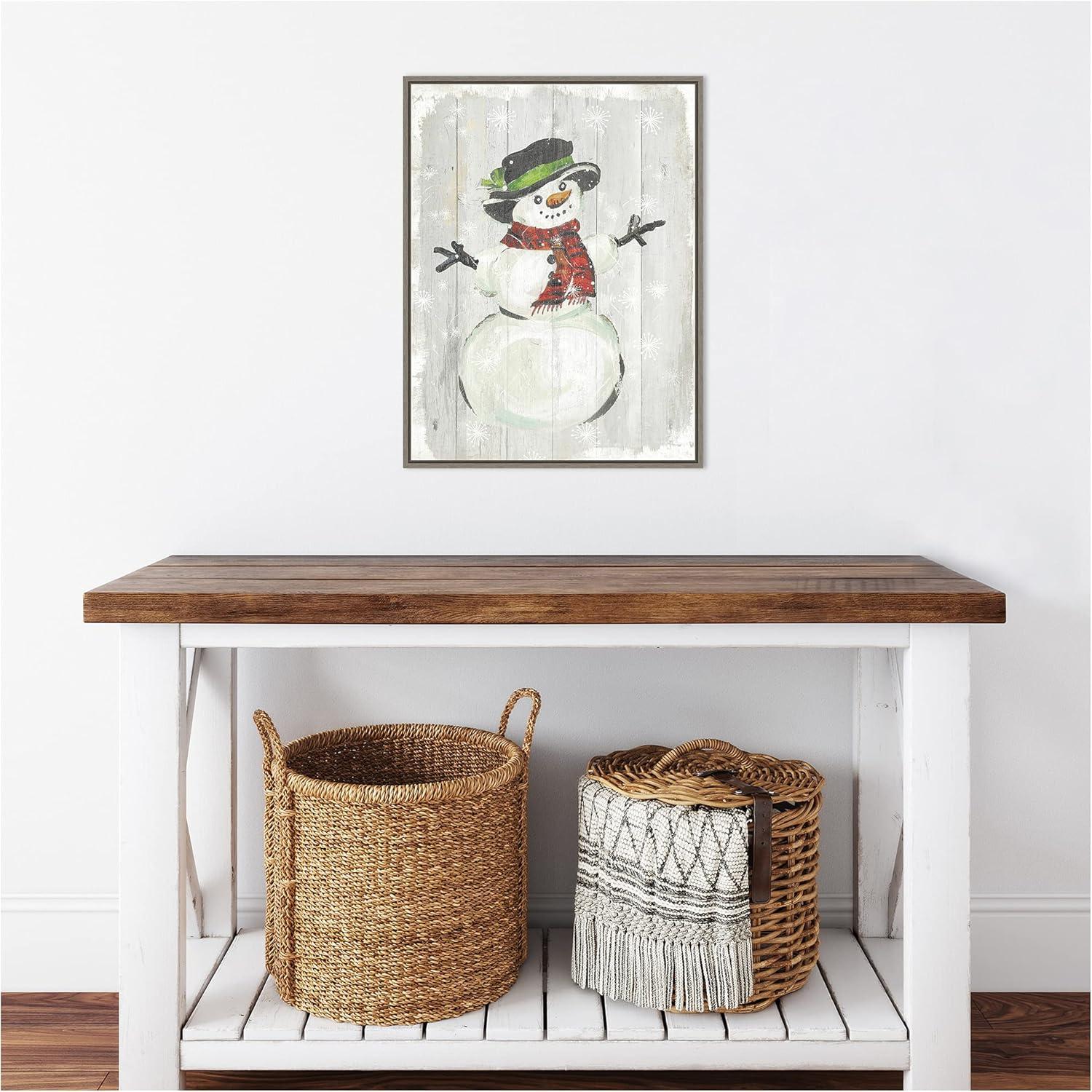 Amanti Art Holiday Snowman Framed Canvas Wall Art Print