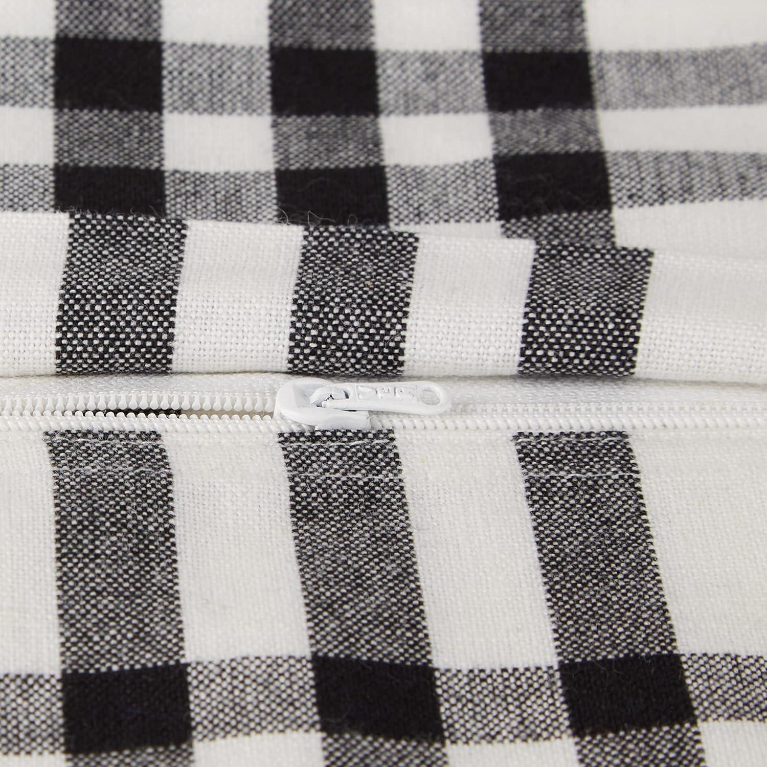 4pk 18"x18" Pig and Flower Market Farmhouse Check and Printed Square Throw Pillow Covers White - Design Imports: Cotton, Hidden Zipper