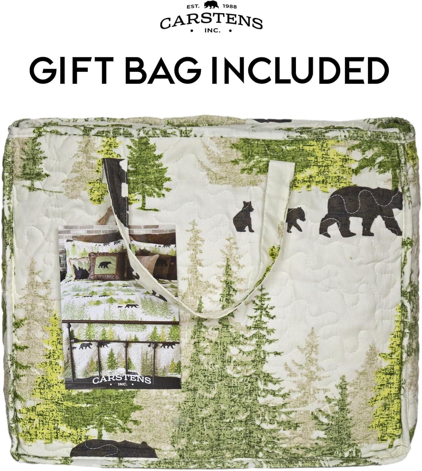 Carstens, Inc. Rustic Cabin Country Bedding Set, Microfiber Quilt, Rustic Pine Wilderness, Full/Queen