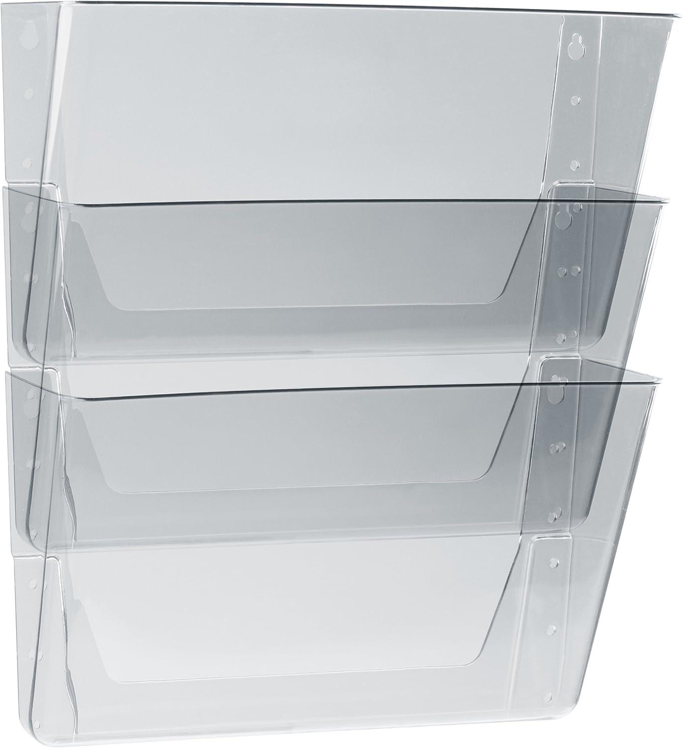 Storex 70245U06C 13 in. x 4 in. x 14 in. Wall File - Letter Size, Clear (3/Pack)