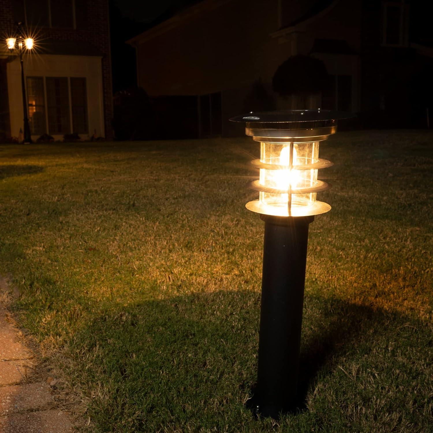 Stainless Steel Black Solar LED Pathway Bollard Light