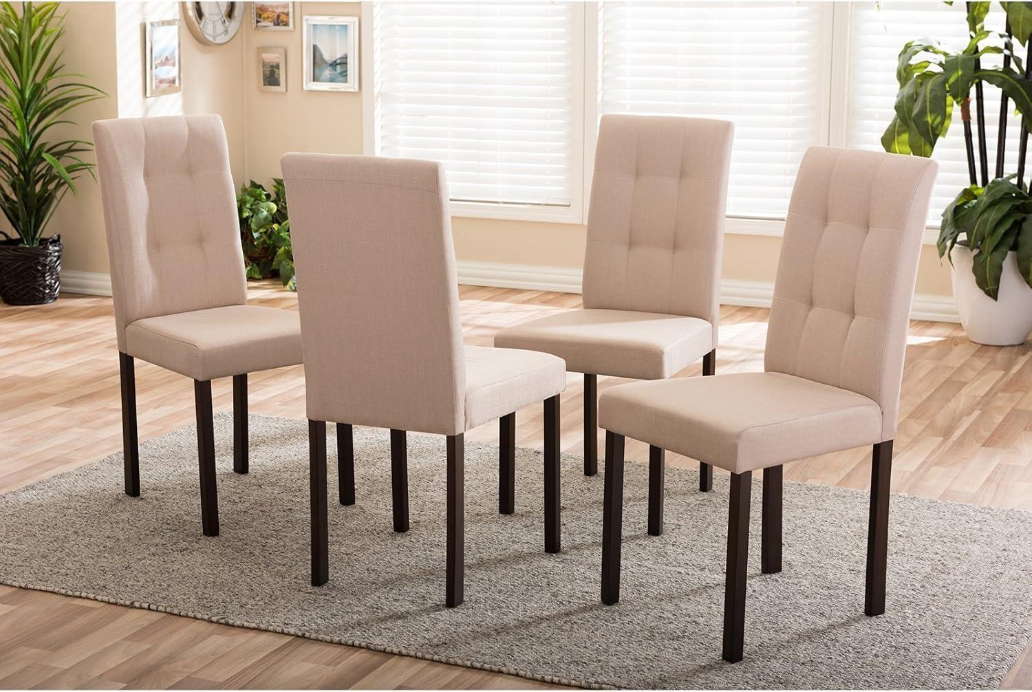 5pc Andrew Modern and Contemporary Fabric Upholstered Grid Tufting Dining Set - Baxton Studio