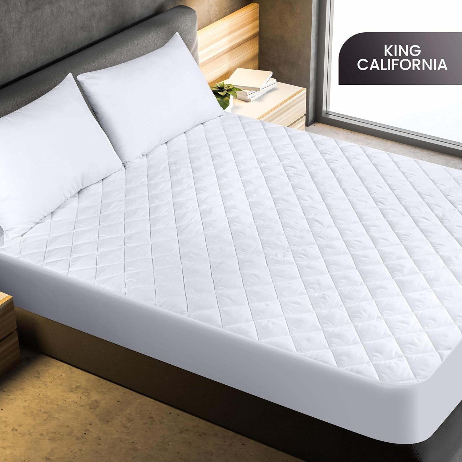 Utopia Bedding Microfiber Mattress Topper King , Quilted Fitted Mattress Pad Deep Pocket up to 16 inches, Machine Washable Mattress Protector