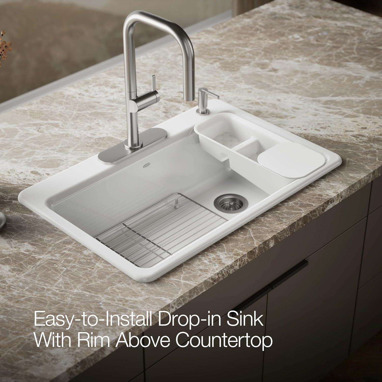 Riverby 33" L x 22" W x 9-5/8" Top-Mount Single Bowl Kitchen Sink W/ Accessories