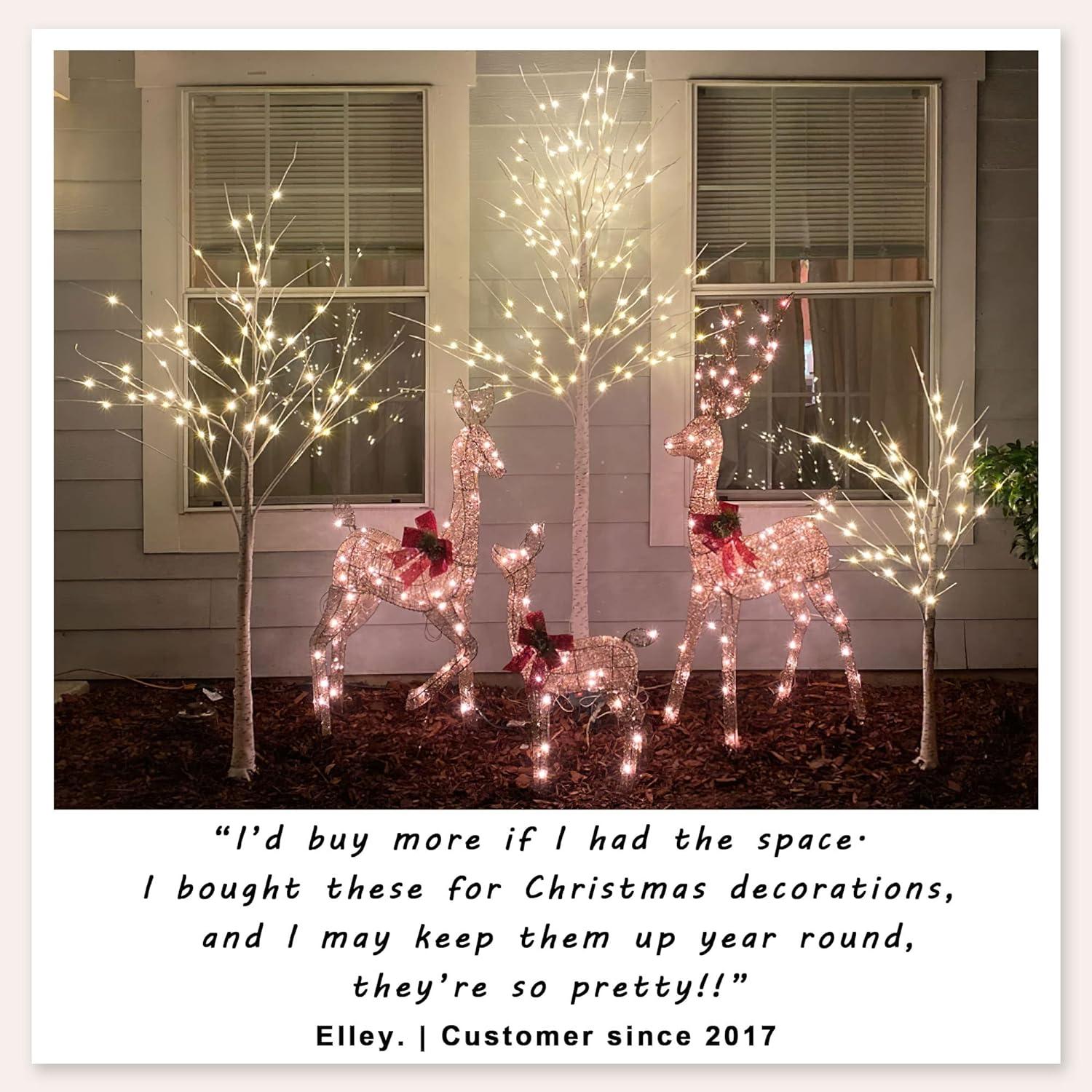 8-Foot Pre-Lit White Birch LED Christmas Tree Set