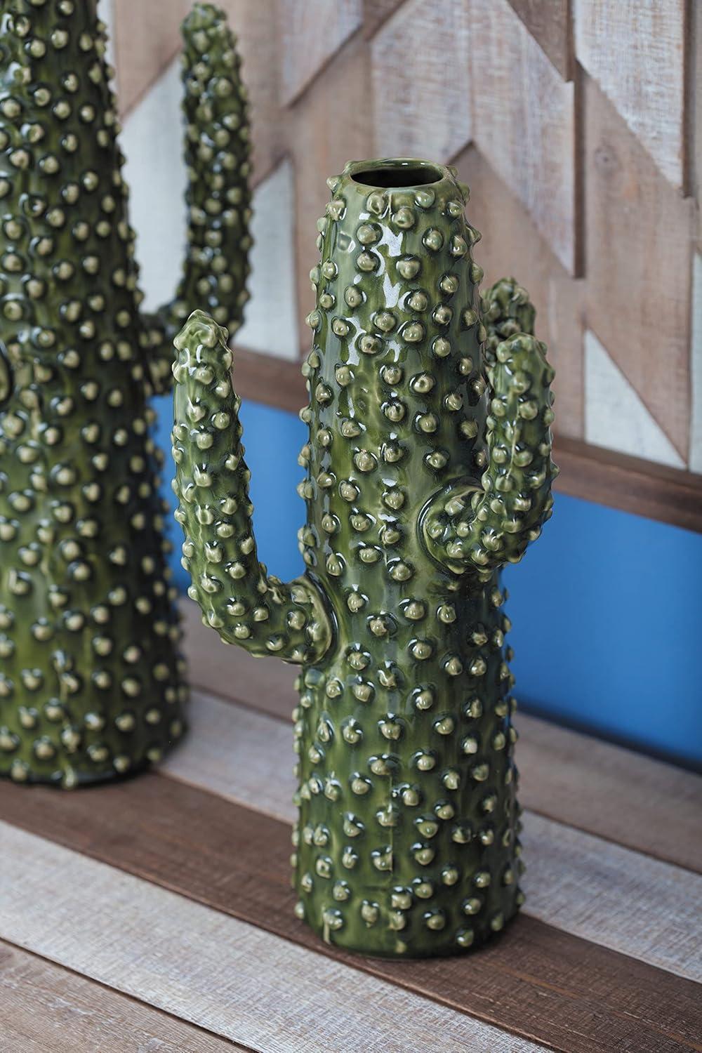 DecMode 13" Cactus Green Ceramic Vase