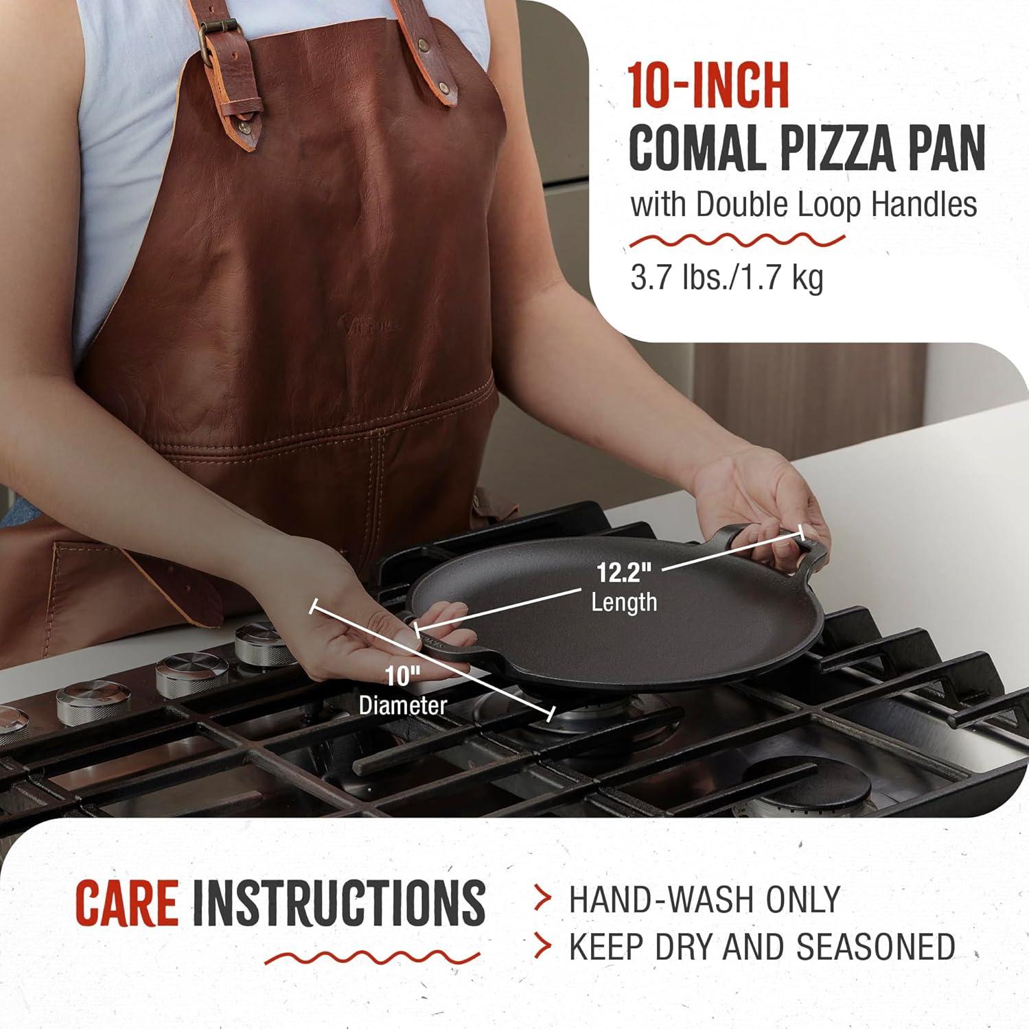 10-Inch Black Cast Iron Round Griddle with Handles