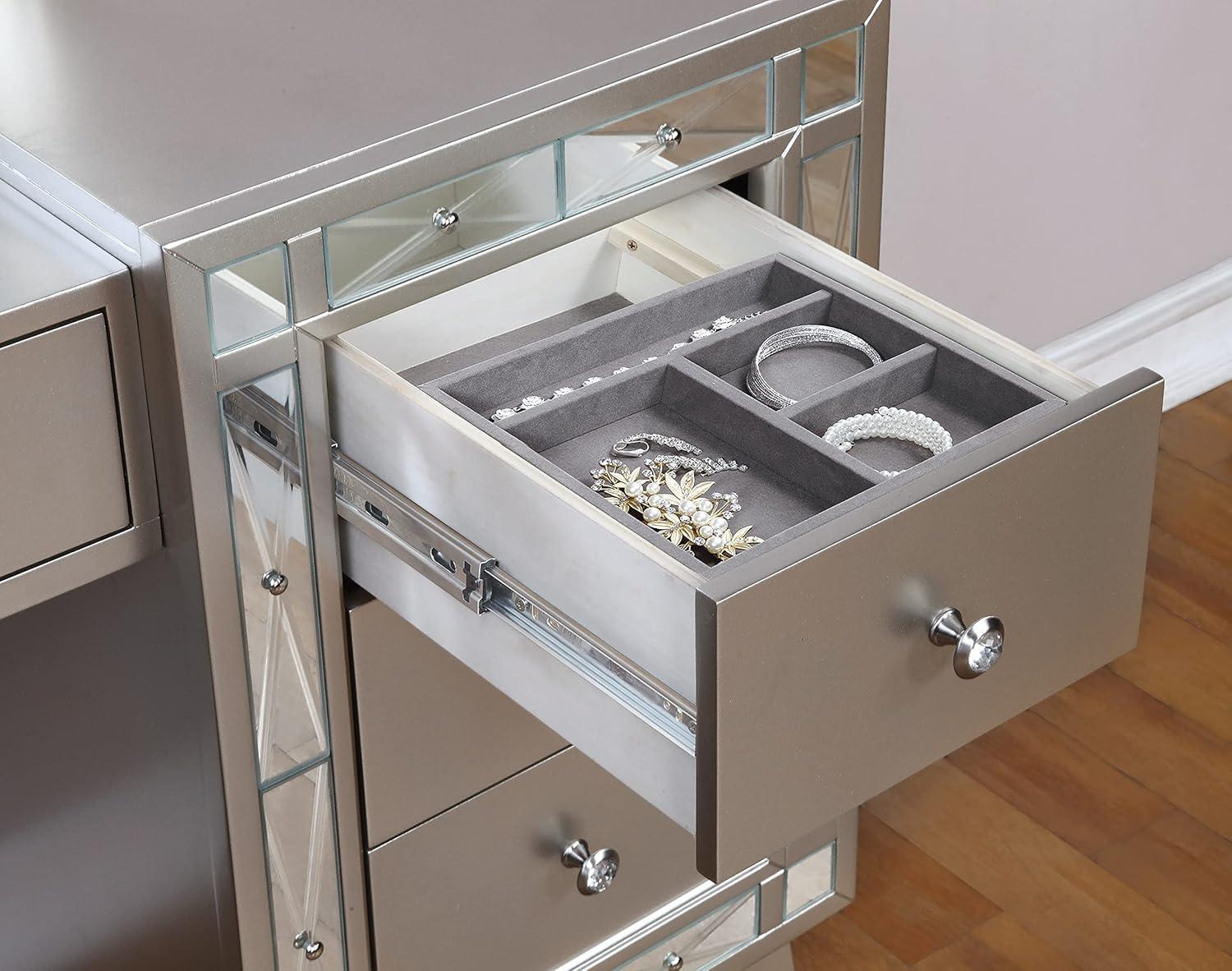 Coaster Company Leighton Vanity Desk and Stool, Metallic Mercury
