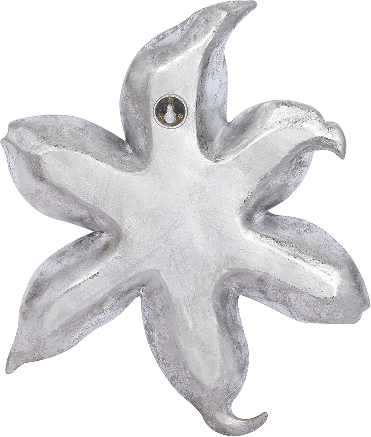 DecMode Silver Polystone 3D Floral Wall Decor (3 Count)