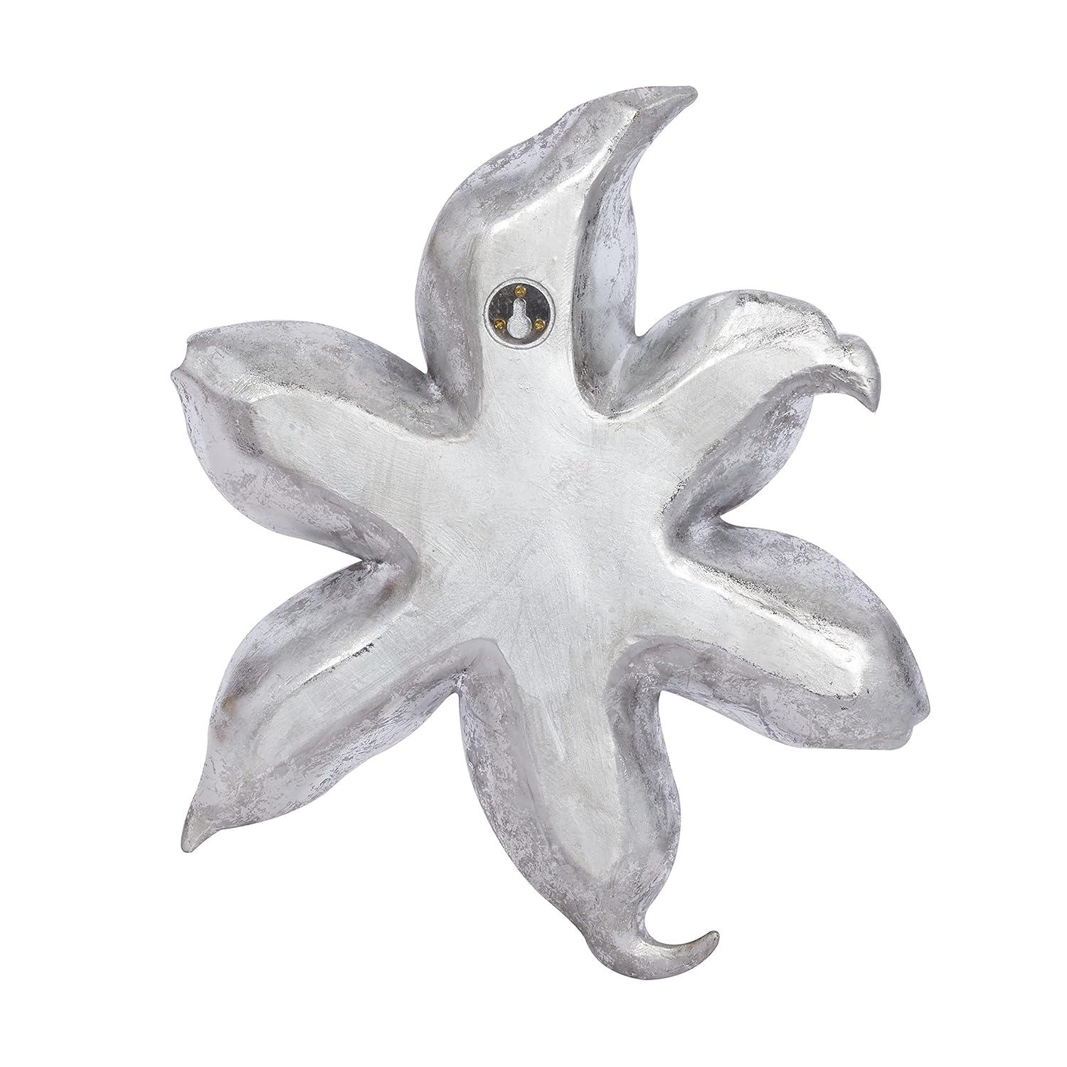 DecMode Silver Polystone 3D Floral Wall Decor (3 Count)