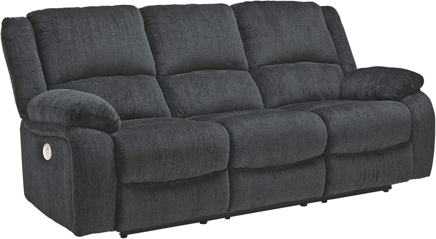 Slate Gray Fabric Power Reclining Sofa with USB Ports