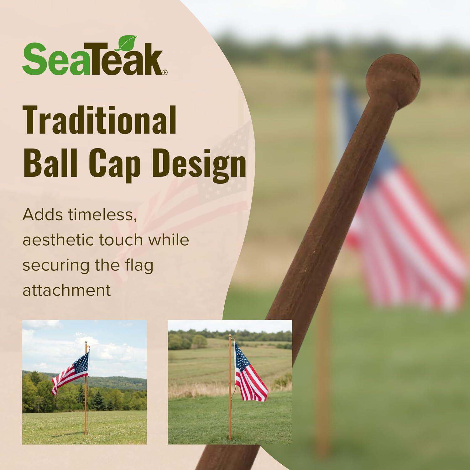 Durable Teak Wood 24" Traditional Flag Pole