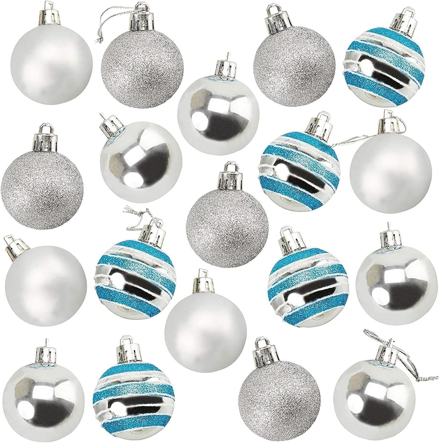 Juvale 36 Pack Christmas Tree Ball Ornaments, Christmas Decorations Holiday Decor, Silver & Blue, 2.3 in