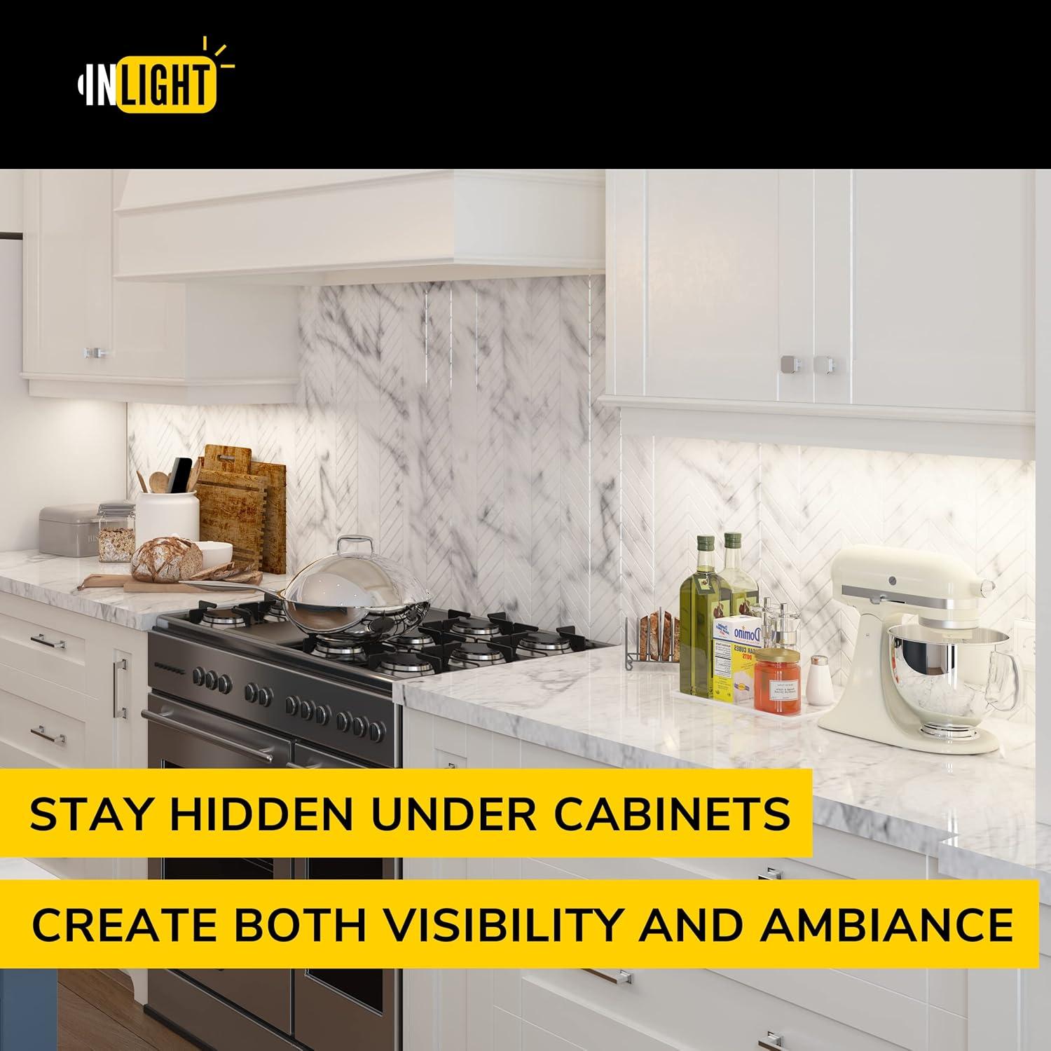 Inlight 5000K Dimmable Under Cabinet LED Lights, selectable inches, Hardwired Only