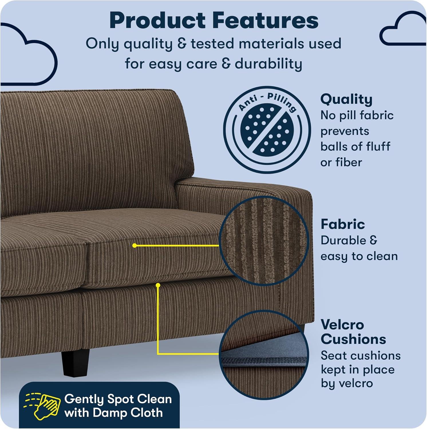 Serta Palisades 78" Track Arm Sofa, Easy Care Fabric, Soft Pillow Back, Pocket Coil Seat Cushions