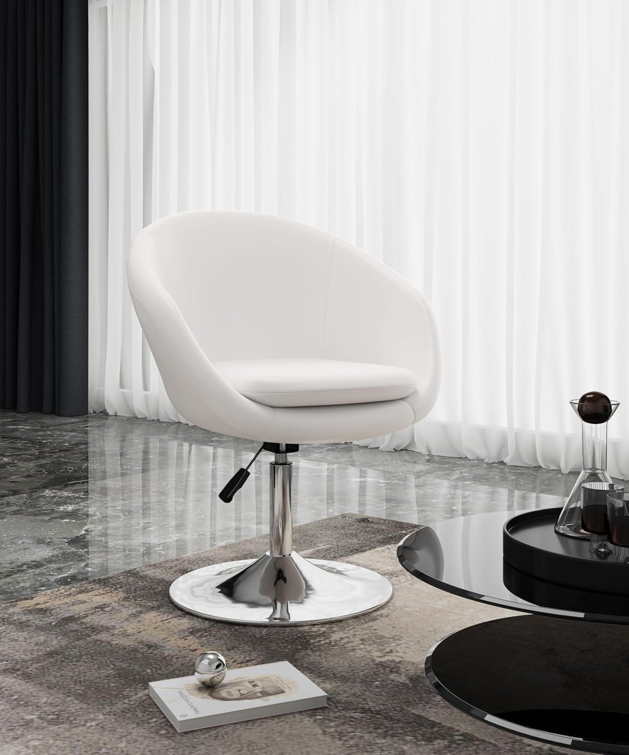 Faux Leather Swivel Barrel Chair