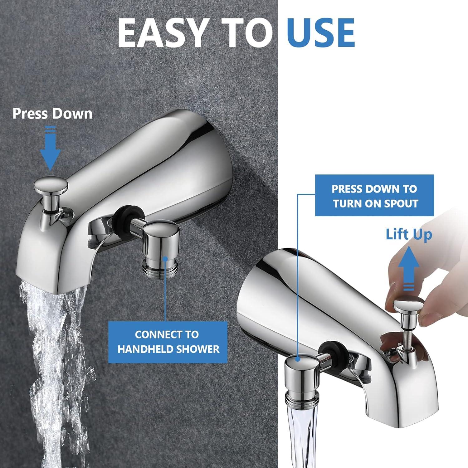 Chrome Handheld Wall Mounted Tub Spout with Diverter