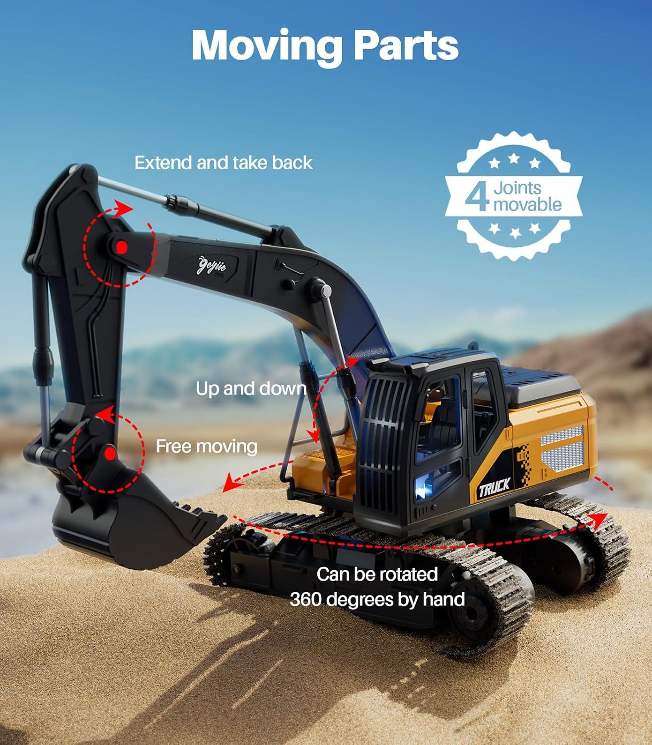 Geyiie Remote Control Dump Truck Toys, RC Construction Vehicles for Boys, RC Tractor Kids Birthday Party Favor Gift for 8-12 Years Old