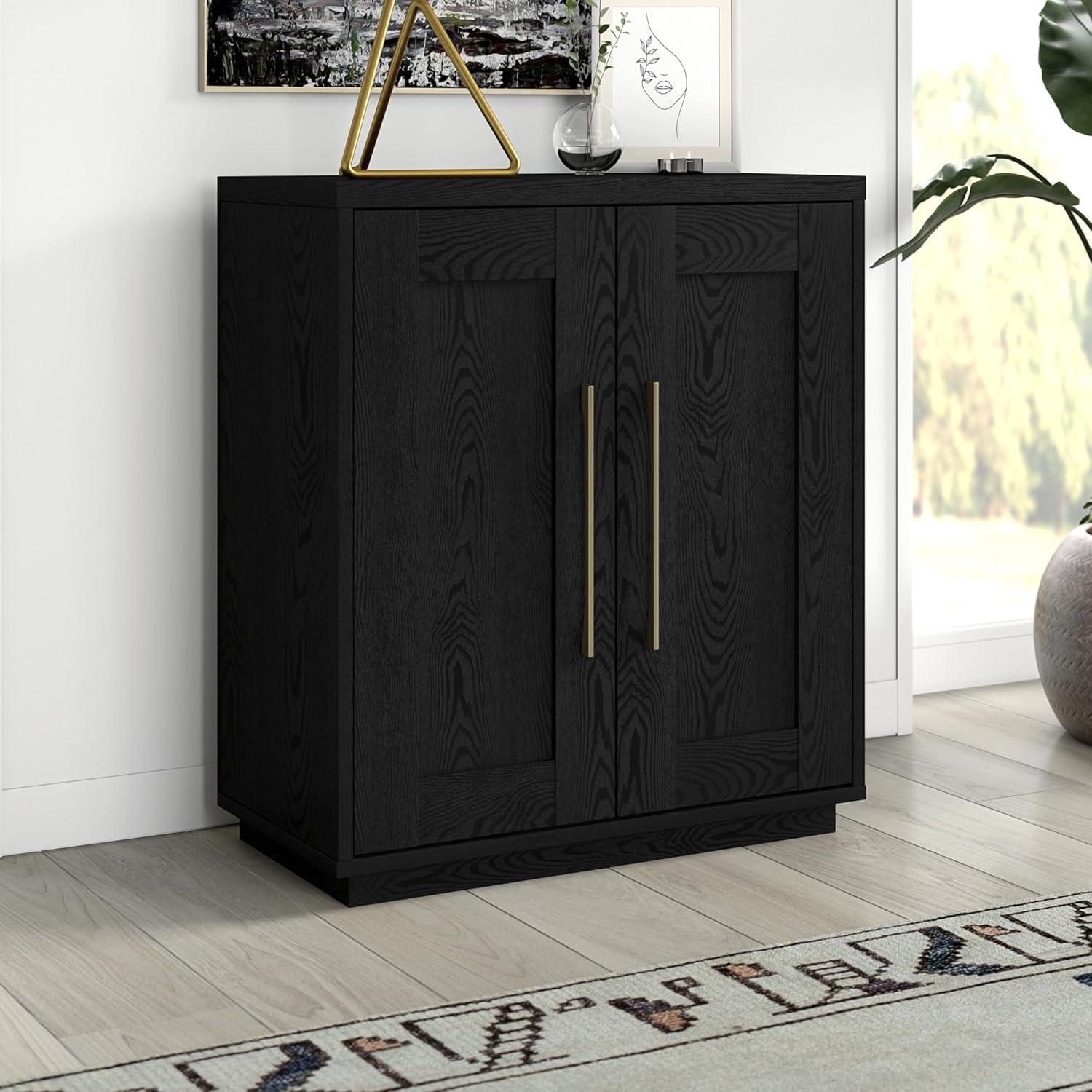 Evelyn&Zoe Tillman 28" Wide Rectangular Accent Cabinet, Black Grain