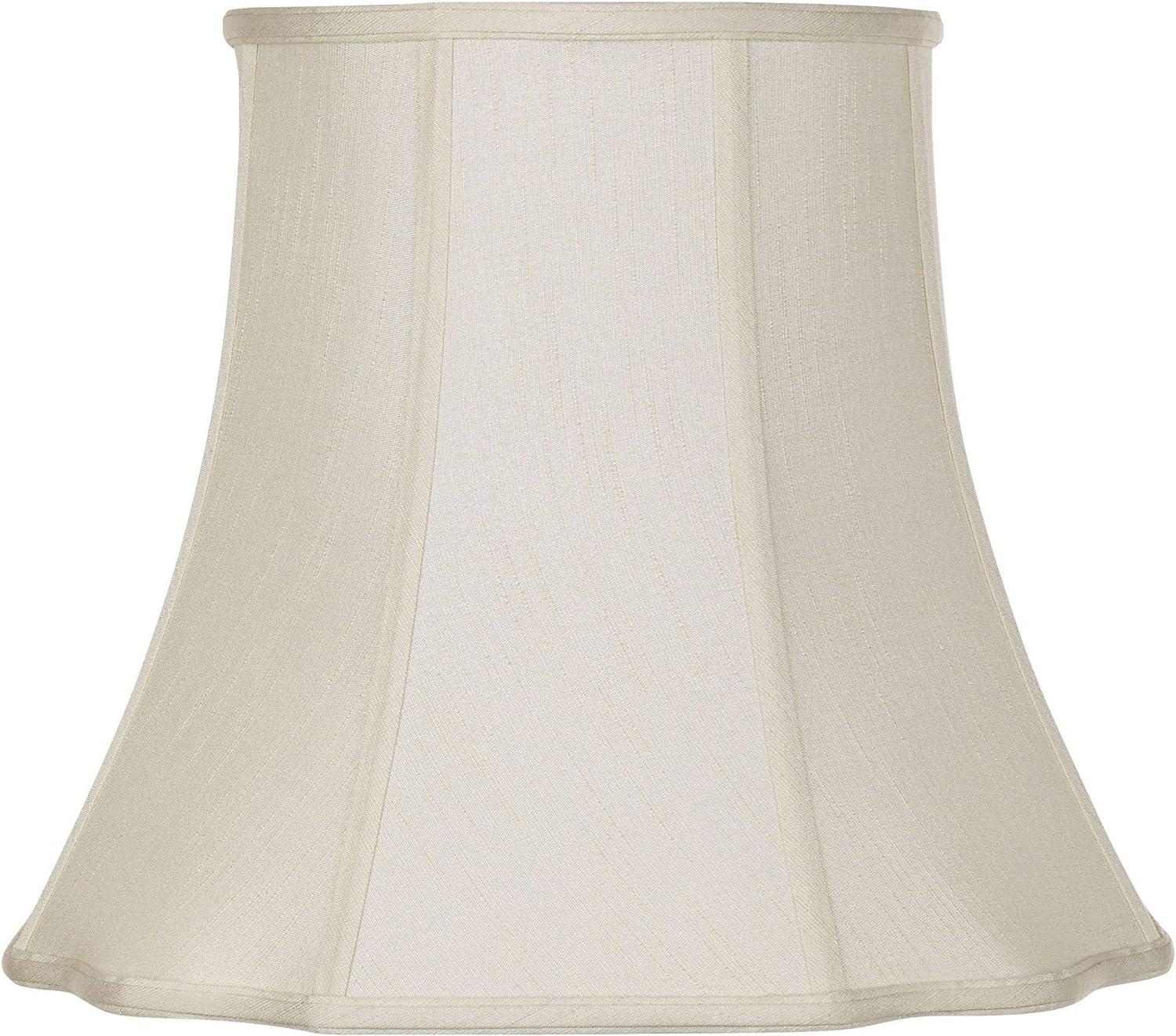 Creme Medium Bell Cut Corner Lamp Shade with Harp and Finial