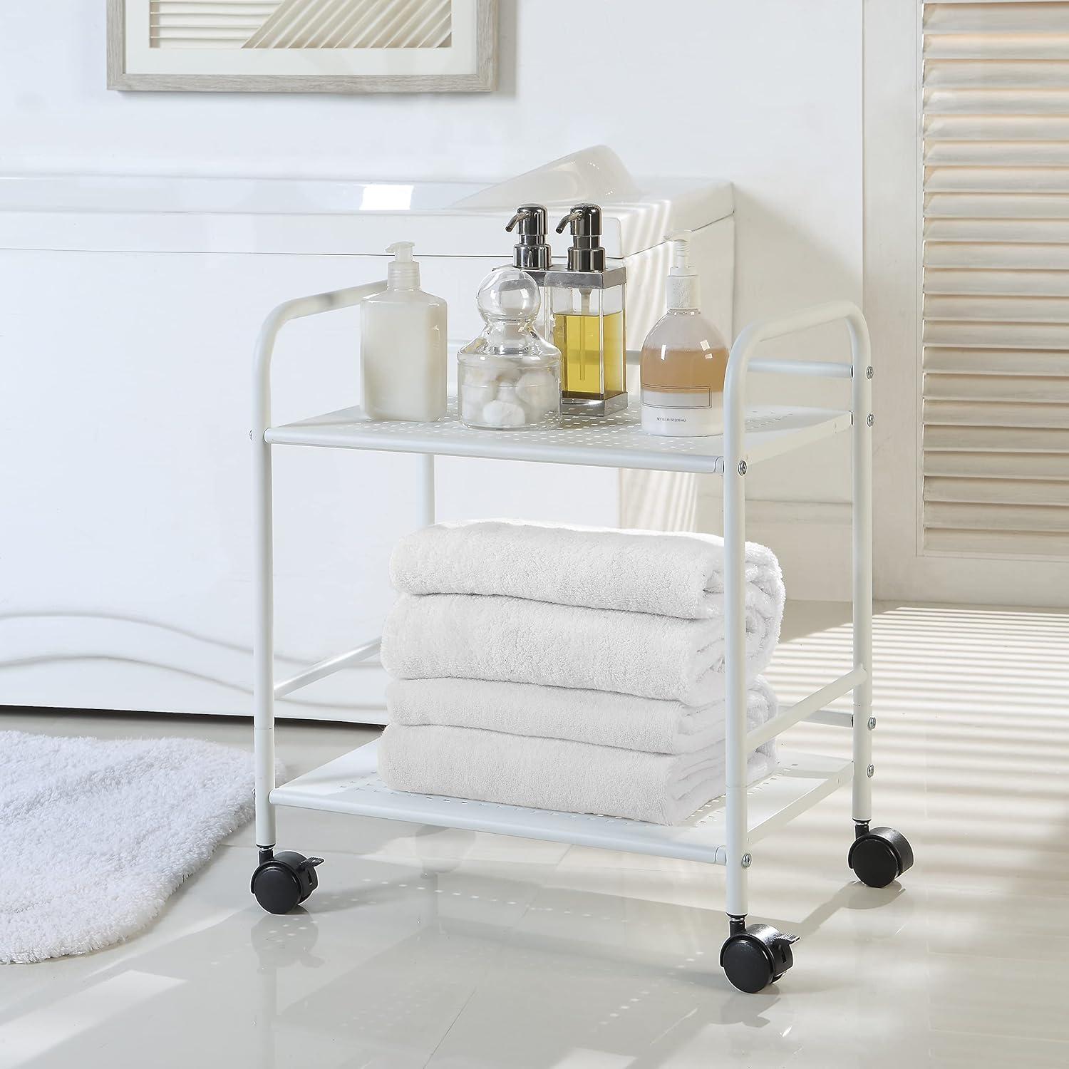 SunnyPoint Minimalist Style Utility Rolling Shelf Cart (WHT)