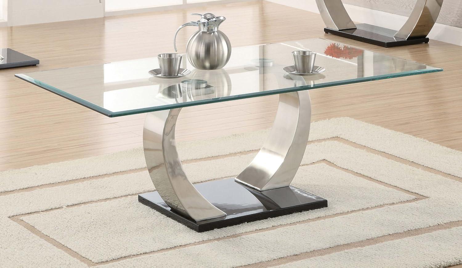Coaster Pruitt Modern Glass Top Coffee Table Clear /Satin