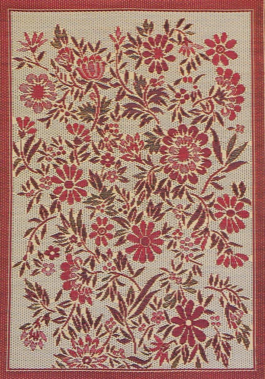 Floral Green & Red Indoor/Outdoor Area Rug - Reversible, UV Resistant, 100% Recycled Material