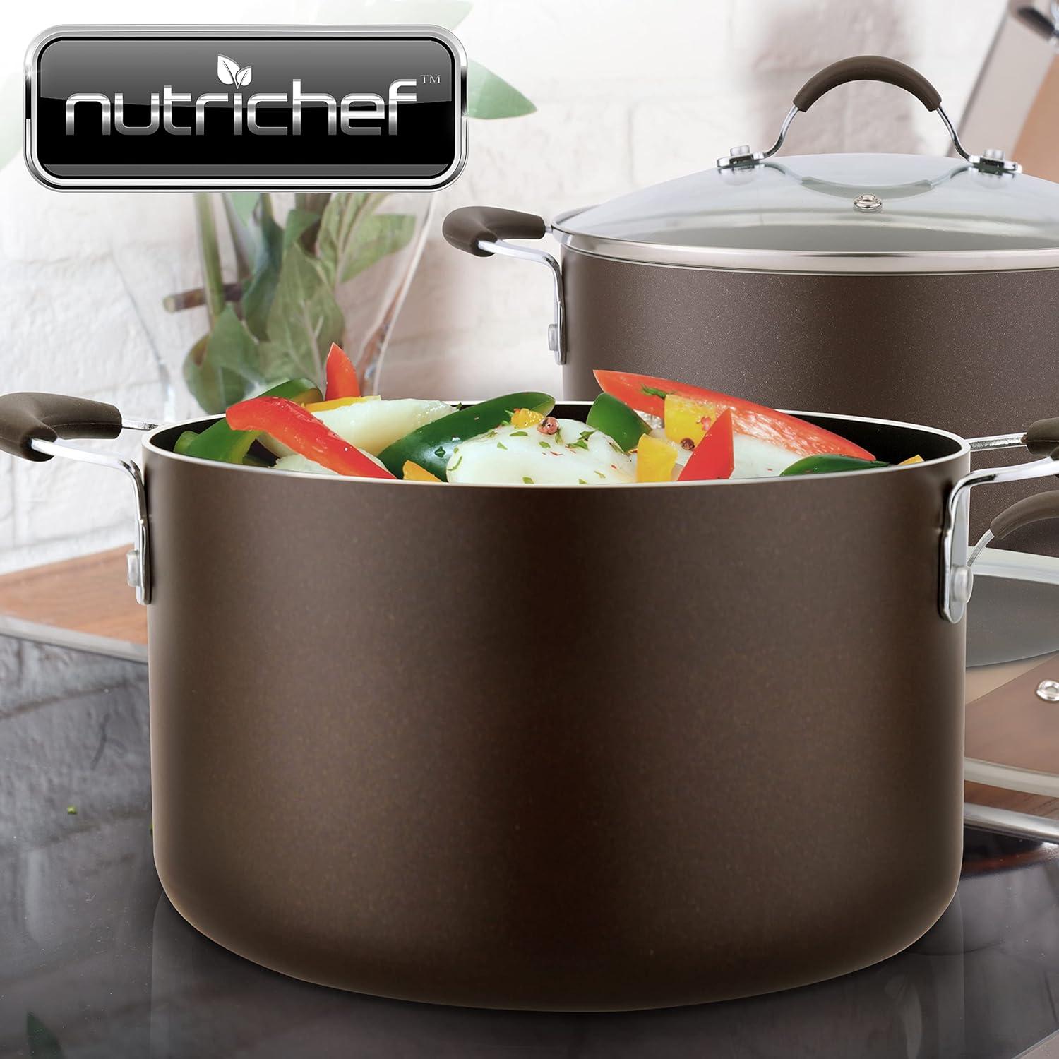 NutriChef 5 Quarts Non-Stick Aluminum Pot Set