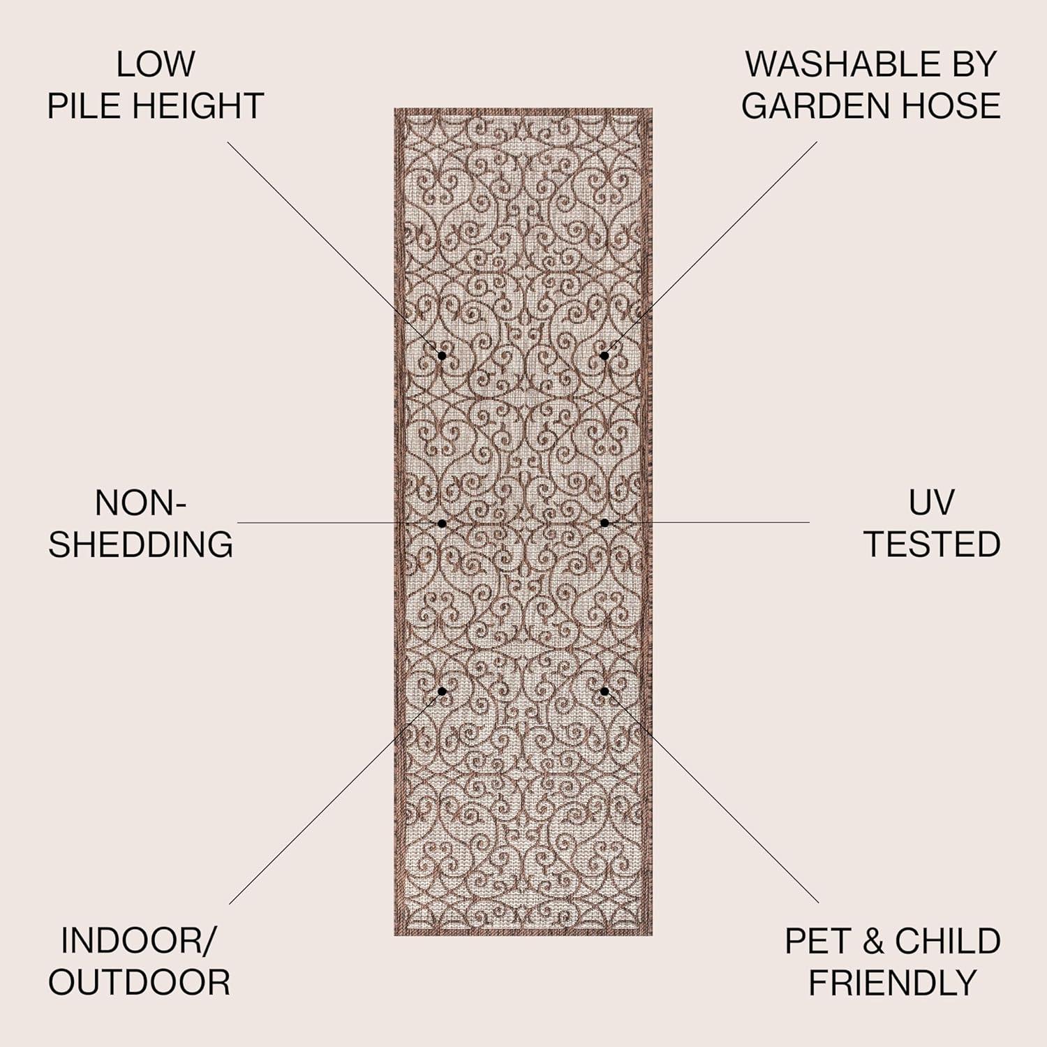 Madrid Vintage Filigree Textured Weave Indoor/Outdoor Area Rug - JONATHAN Y