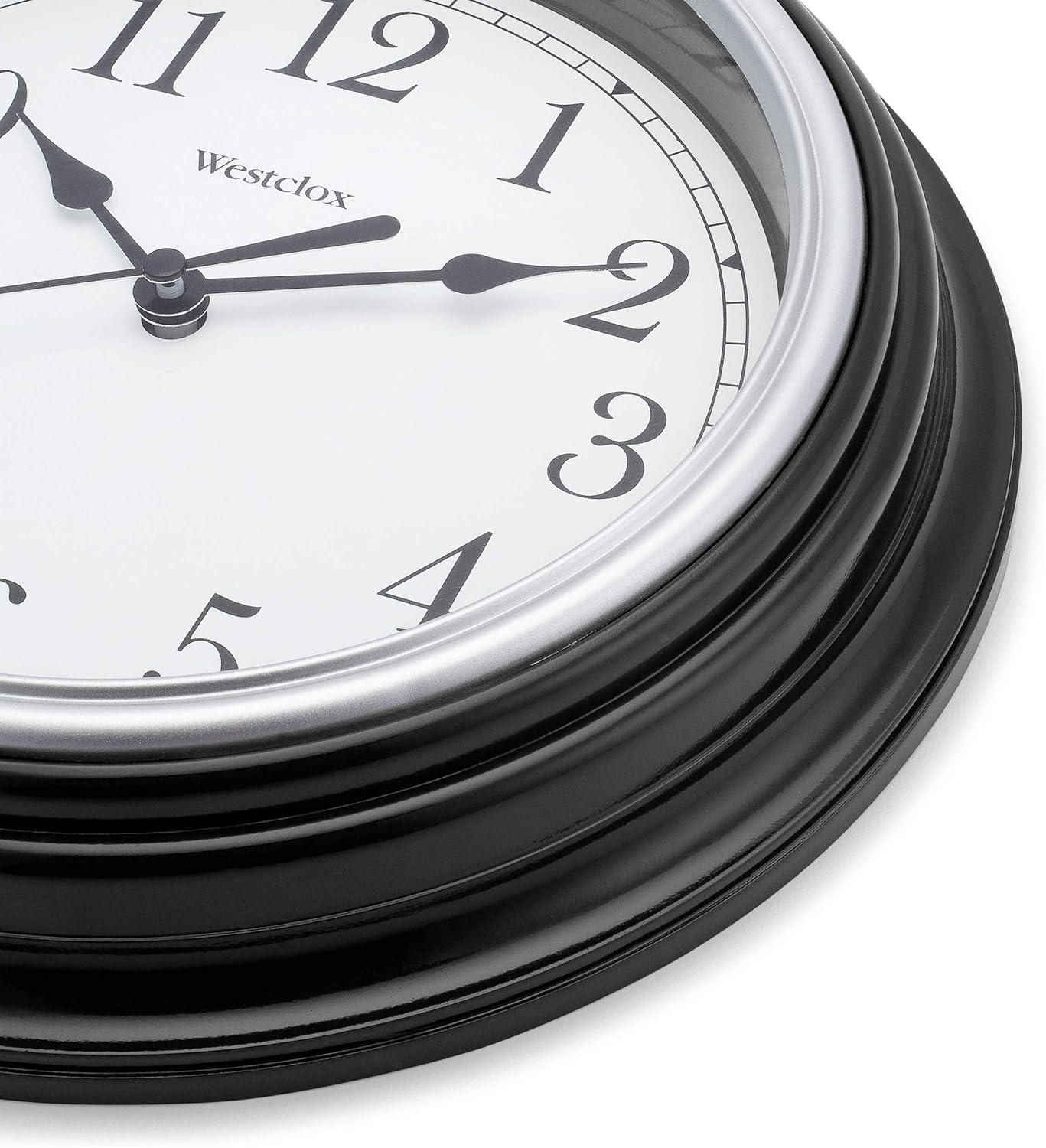 9" Round Simplicity Wall Clock Black - Westclox: Modern Analog, Indoor Use, No Warranty, AAA Battery Required