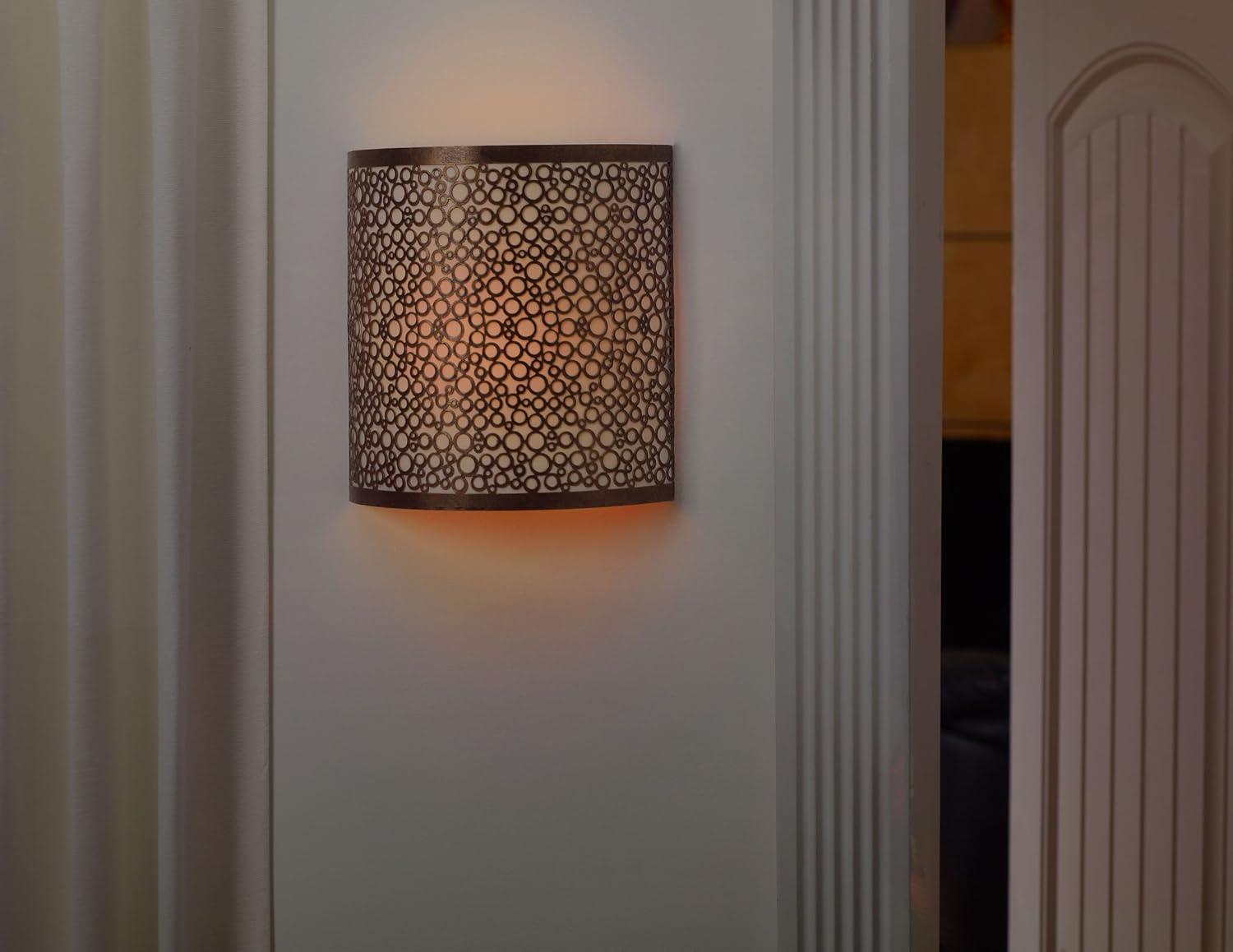 Olita Barrel Wireless Wall Sconce with Circular Bronze Overlay