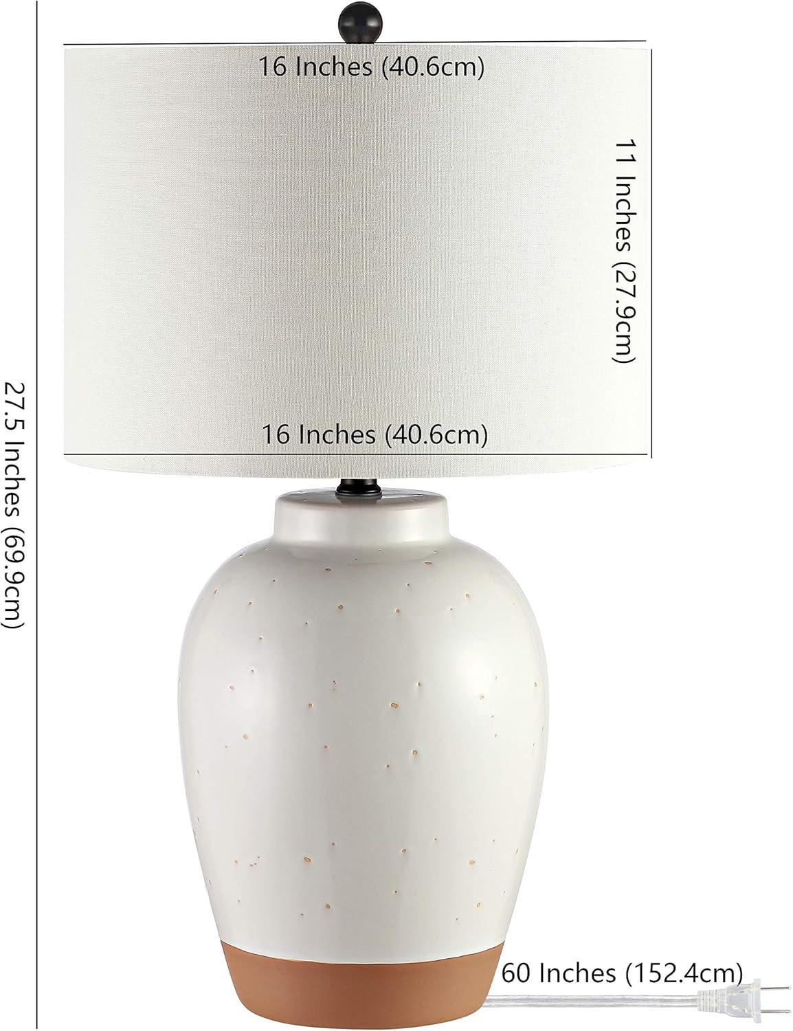 Portcia 27.5" White Ceramic Table Lamp with Drum Shade