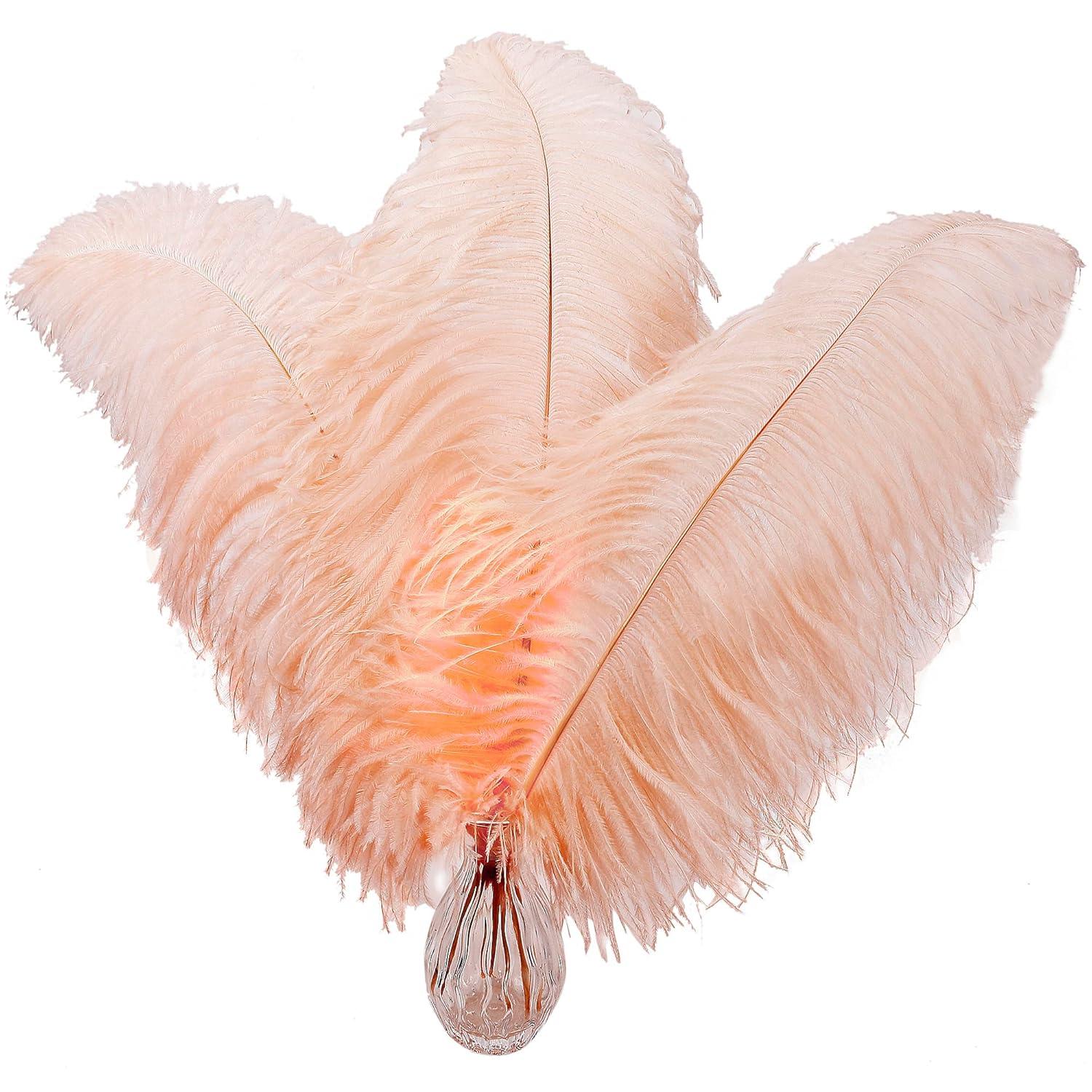 Larryhot Yellow Big Ostrich Feathers - 10pcs 16-18 inch for Vase,Wedding Centerpieces and Carnival Party(Yellow)