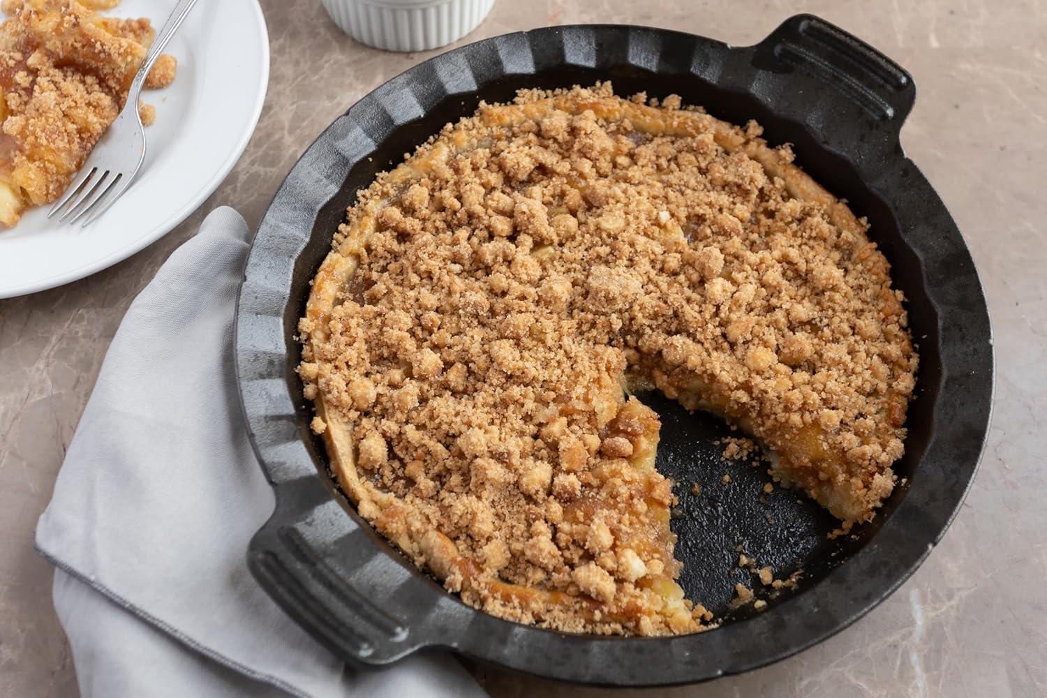 Outset Cast Iron Pie Pan For Oven, Stove, and Grill, 10"